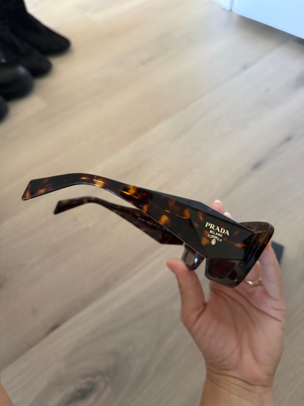 Prada Tortoiseshell Rectangular Sunglasses - Brown - Picture 7 of 7